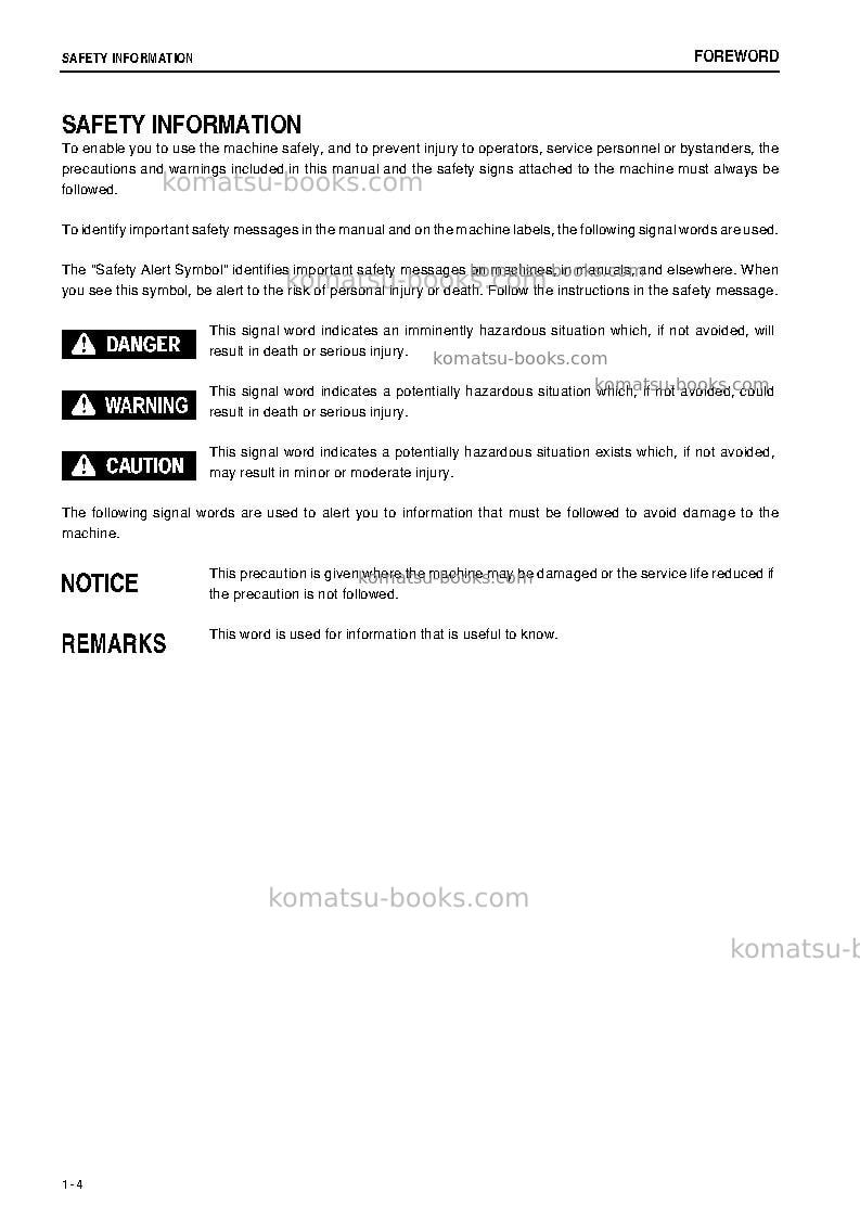 Komatsu wa500-6jpn-stone handling spec. Operation manual cover Page 5