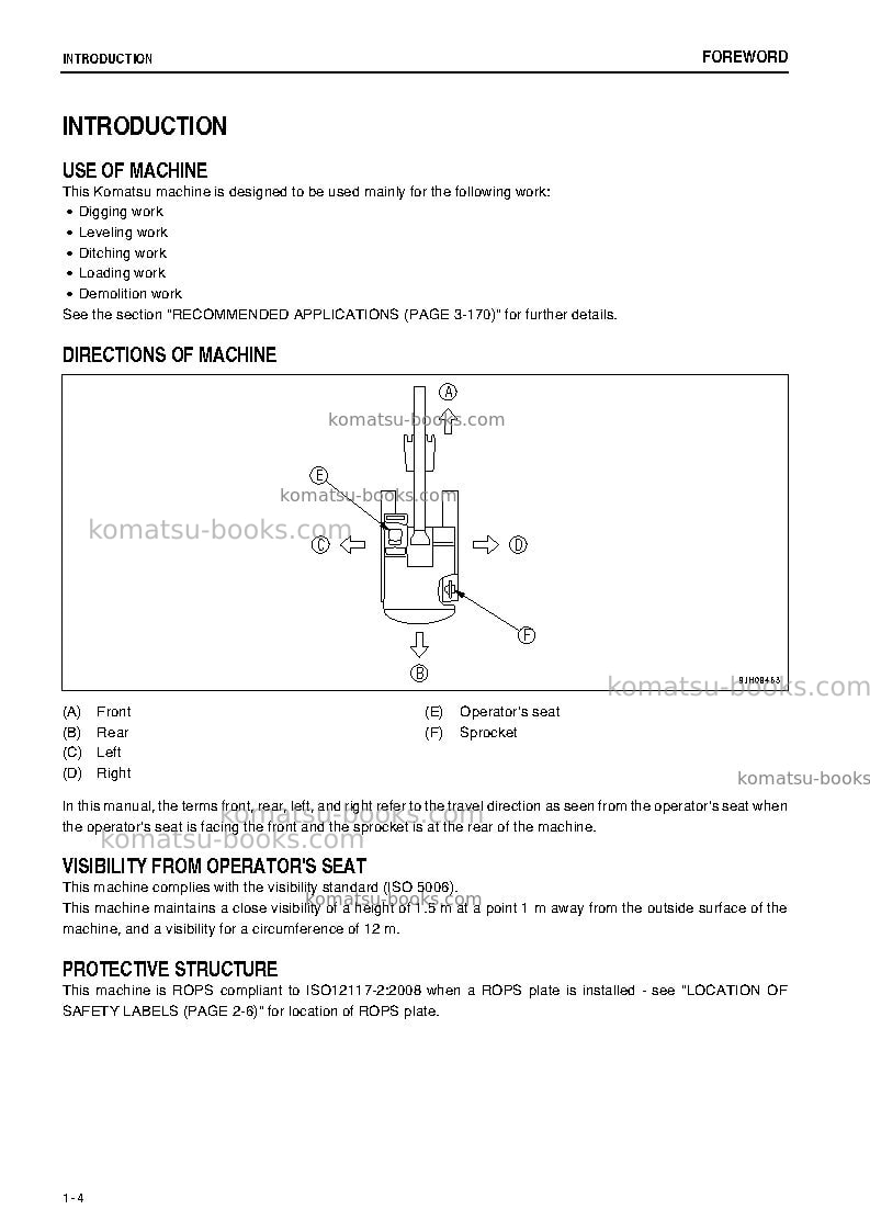 Komatsu pc200-8jpn-m0, work equipment grease 100h Operation manual cover Page 5