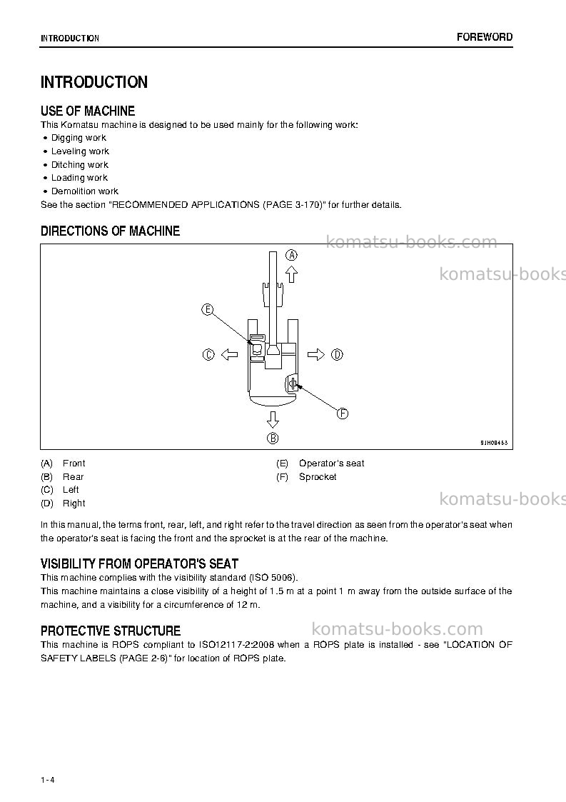 Komatsu pc200-8jpn-m0, work equipment grease 500h Operation manual cover Page 5 Komatsu pc200-8jpn-m0, work equipment grease 500h Operation manual cover Page 5