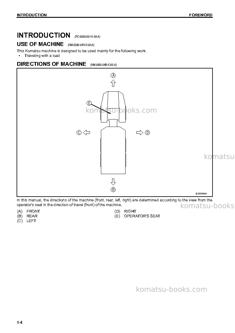 Komatsu hm400-3jpn-r Operation manual cover Page 5 Komatsu hm400-3jpn-r Operation manual cover Page 5