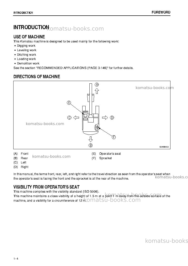 Komatsu pc70-8jpn-for southeast asia Operation manual cover Page 5