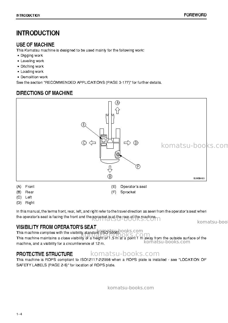 Komatsu pc200-8jpn-m0, work equipment grease 500h Operation manual cover Page 5 Komatsu pc200-8jpn-m0, work equipment grease 500h Operation manual cover Page 5