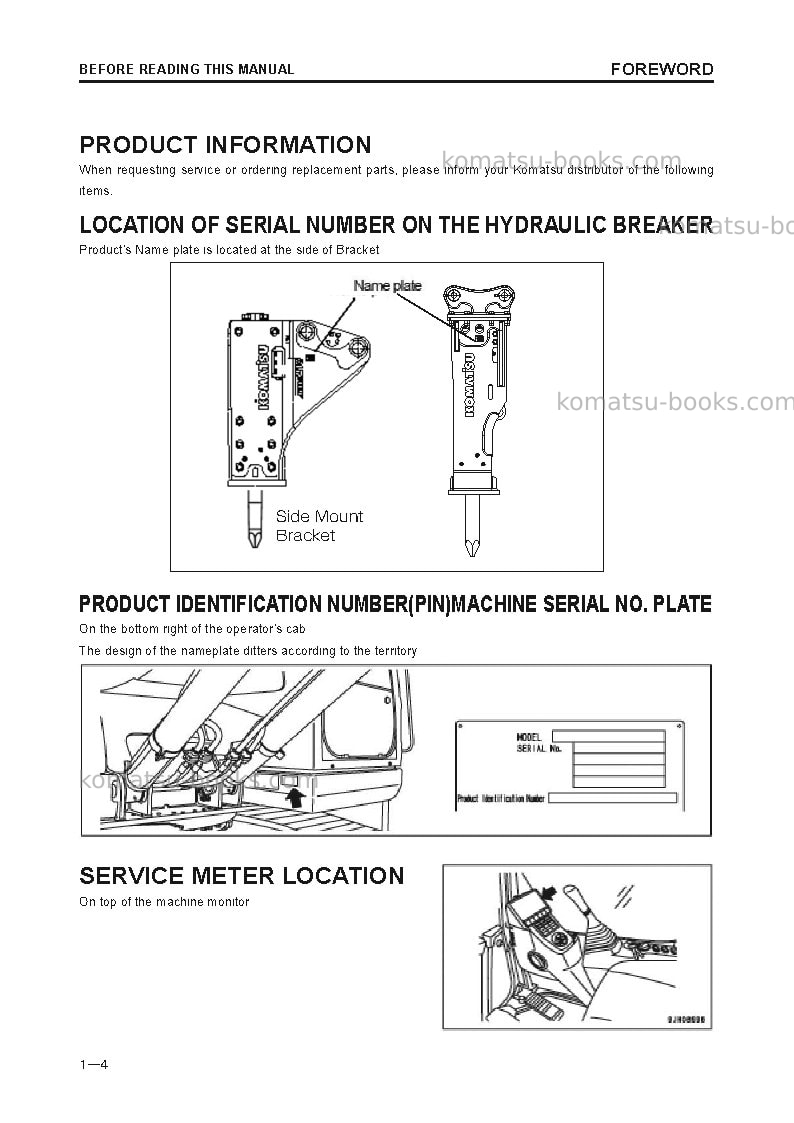 Komatsu jthb10-3jpn-hydraulic breaker Operation manual cover Page 5 Komatsu jthb10-3jpn-hydraulic breaker Operation manual cover Page 5