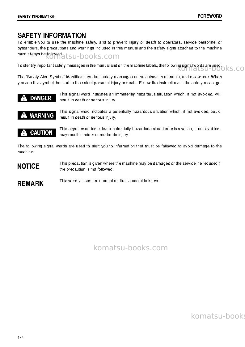 Komatsu hb215lc-1jpn-m0, greasing interval 500 hour Operation manual cover Page 5 Komatsu hb215lc-1jpn-m0, greasing interval 500 hour Operation manual cover Page 5