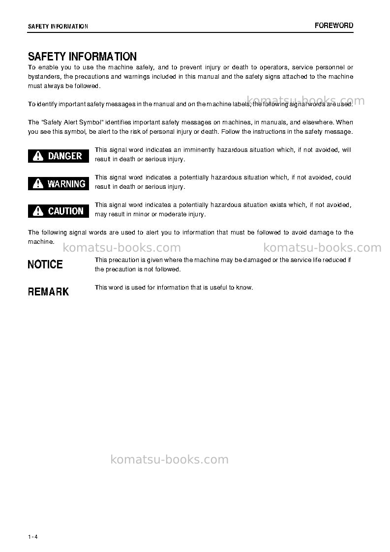 Komatsu hb205-1jpn-hybrid greasing interval 100 hour Operation manual cover Page 5 Komatsu hb205-1jpn-hybrid greasing interval 100 hour Operation manual cover Page 5