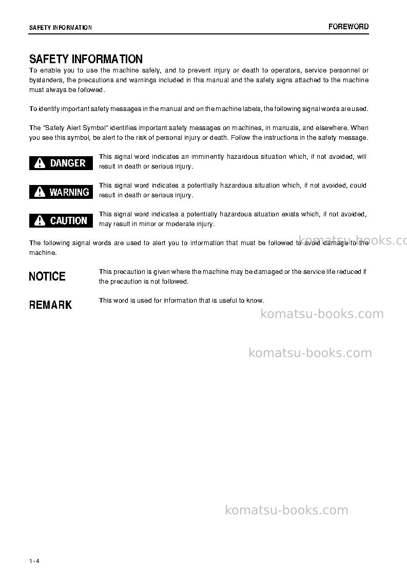 Komatsu hb205-1jpn-hybrid greasing interval 500 hour Operation manual cover Page 5 Komatsu hb205-1jpn-hybrid greasing interval 500 hour Operation manual cover Page 5