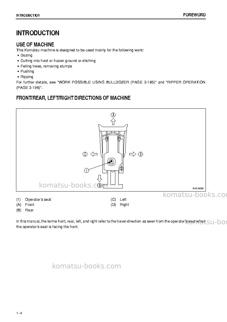 Komatsu d375a-6jpn--40c degree for cis Operation manual cover Page 5 Komatsu d375a-6jpn--40c degree for cis Operation manual cover Page 5