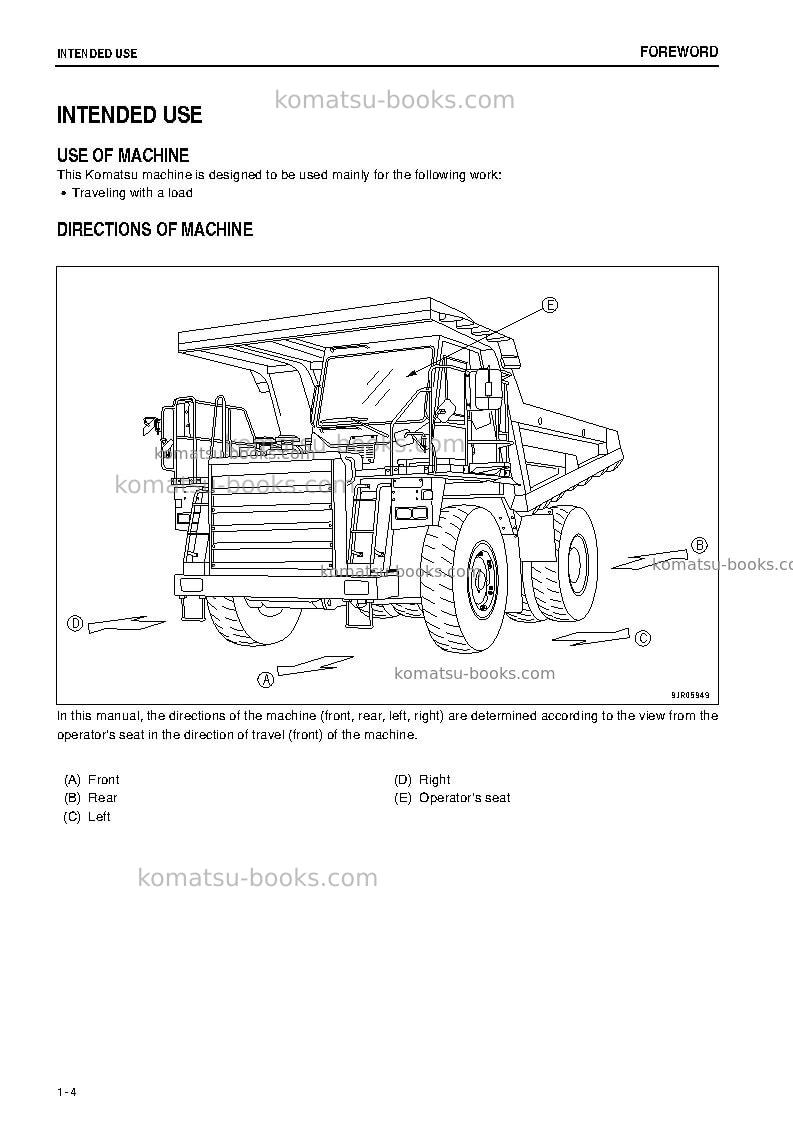 Komatsu hd405-7jpn Operation manual cover Page 5 Komatsu hd405-7jpn Operation manual cover Page 5