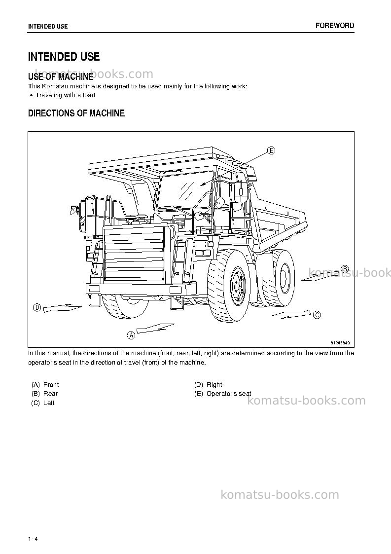 Komatsu hd405-7jpn-r Operation manual cover Page 5 Komatsu hd405-7jpn-r Operation manual cover Page 5