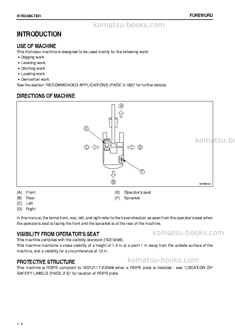 Komatsu pc300lc-8jpn-m0, work equipment grease 100h Operation manual cover Page 5