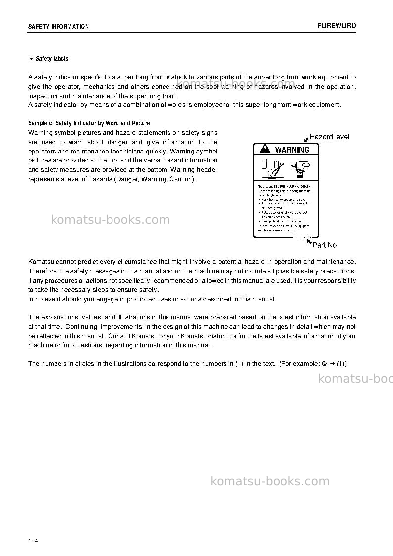 Komatsu pc300lc-8jpn-m0, super long front spec. Operation manual cover Page 5 Komatsu pc300lc-8jpn-m0, super long front spec. Operation manual cover Page 5