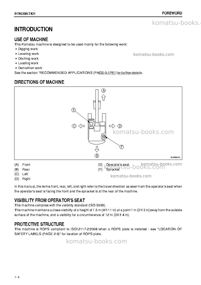 Komatsu pc200-8jpn-m0, greasing 100h, all safety labels are pictorial Operation manual cover Page 5