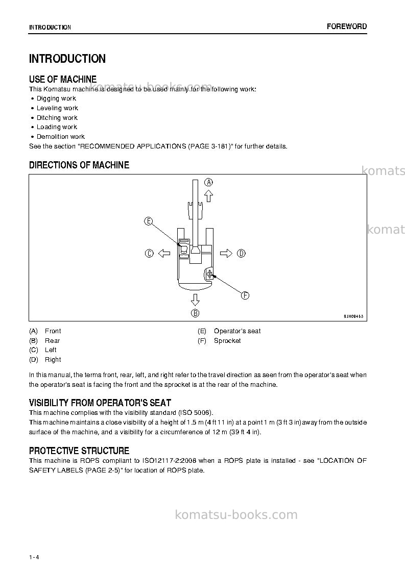 Komatsu pc300-8jpn-m0, greasing 500h, all safety labels are pictorial Operation manual cover Page 5