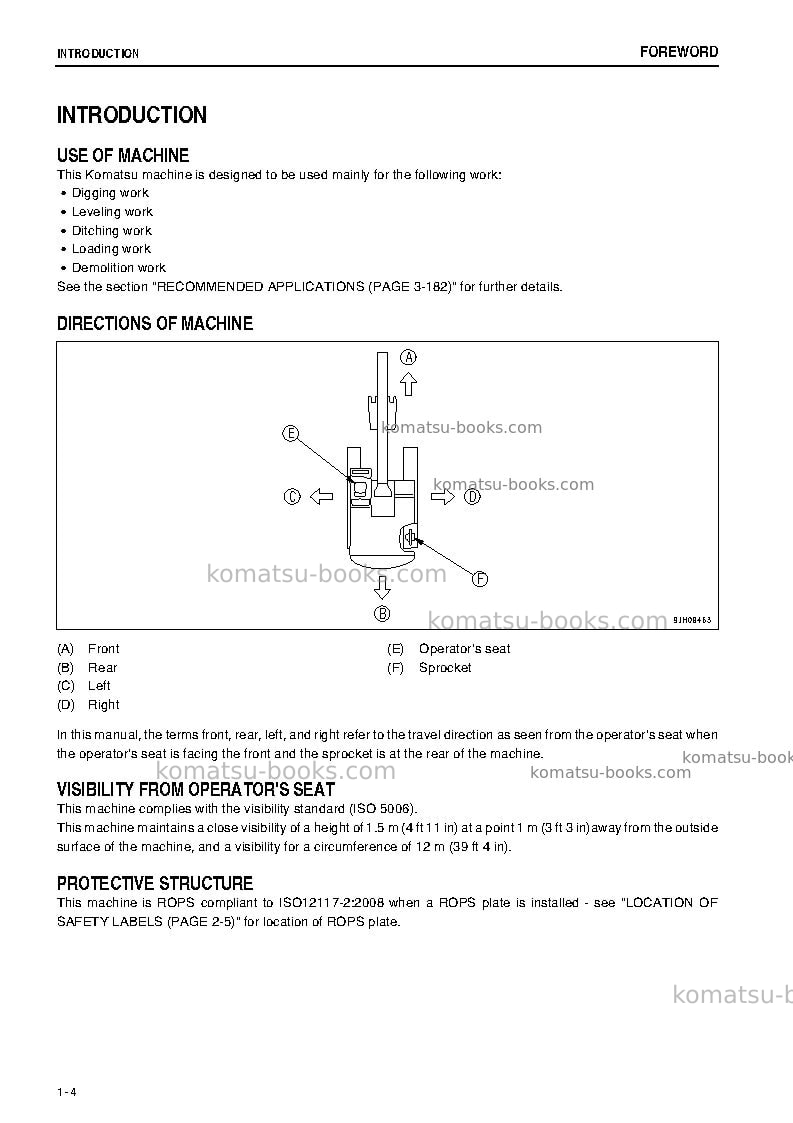 Komatsu pc300-8jpn-m0, greasing 100h, all safety labels are pictorial Operation manual cover Page 5