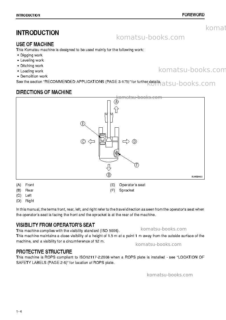 Komatsu pc200-8tha-m0 Operation manual cover Page 5 Komatsu pc200-8tha-m0 Operation manual cover Page 5
