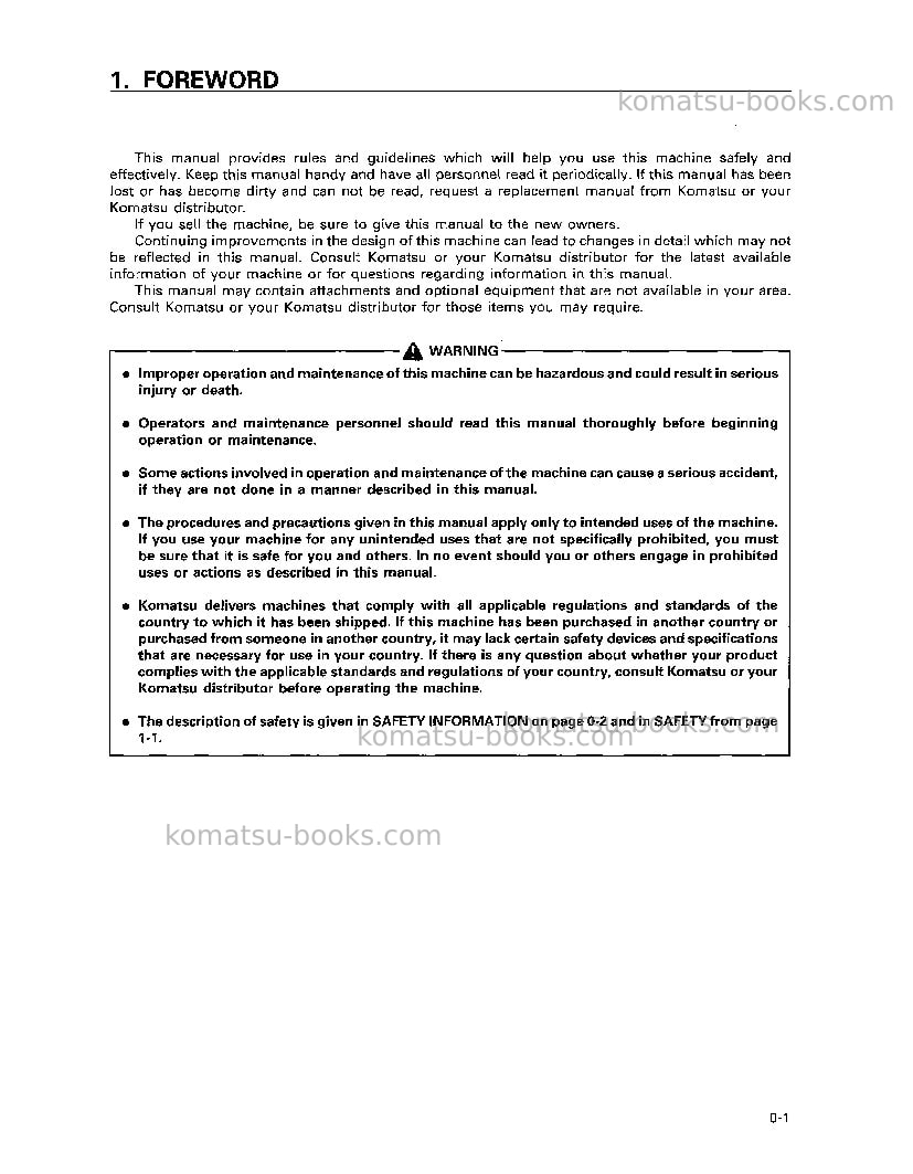 Komatsu pc120-6jpn Operation manual cover Page 5 Komatsu pc120-6jpn Operation manual cover Page 5
