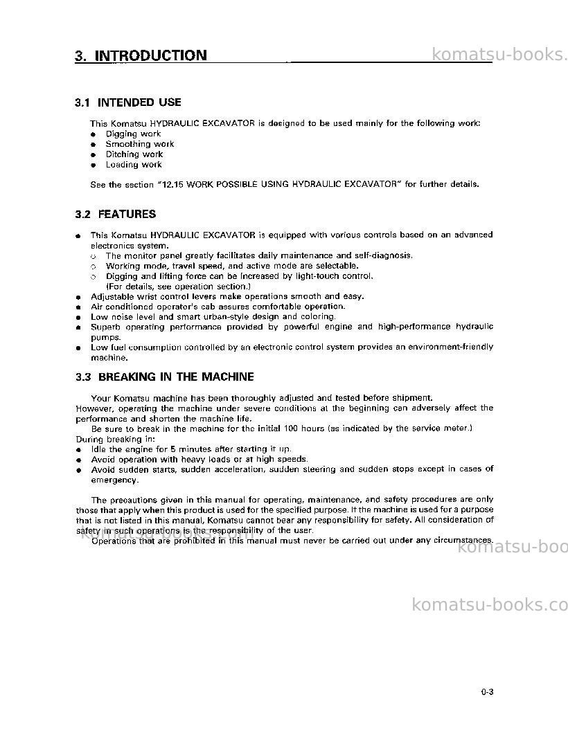 Komatsu pc210-6jpn Operation manual cover Page 5 Komatsu pc210-6jpn Operation manual cover Page 5