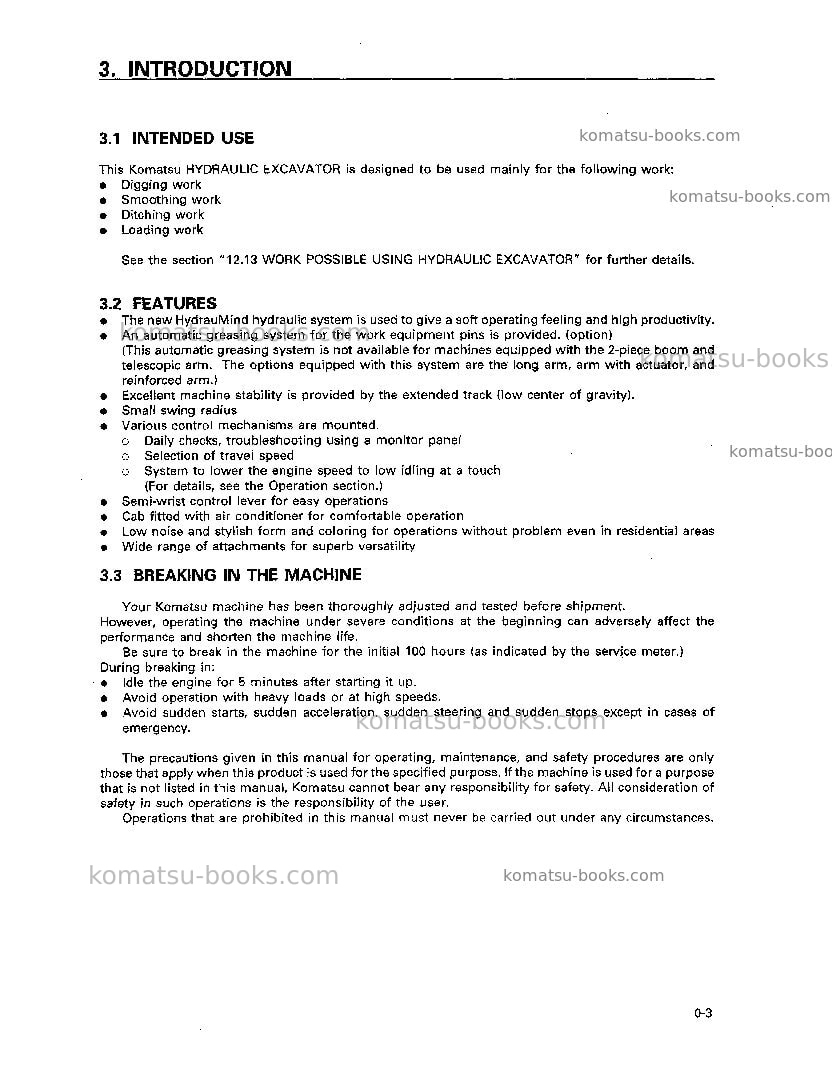 Komatsu pc60-7jpn-w/ front blade Operation manual cover Page 5 Komatsu pc60-7jpn-w/ front blade Operation manual cover Page 5