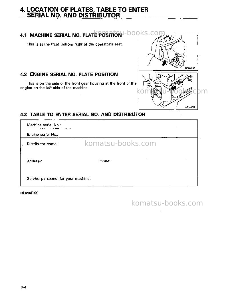 Komatsu d41e-6bra Operation manual cover Page 5 Komatsu d41e-6bra Operation manual cover Page 5