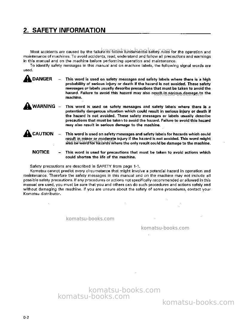 Komatsu d75s-5jpn Operation manual cover Page 5 Komatsu d75s-5jpn Operation manual cover Page 5