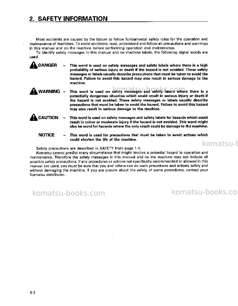 Komatsu d375a-3jpn-6-track roller Operation manual cover Page 5 Komatsu d375a-3jpn-6-track roller Operation manual cover Page 5