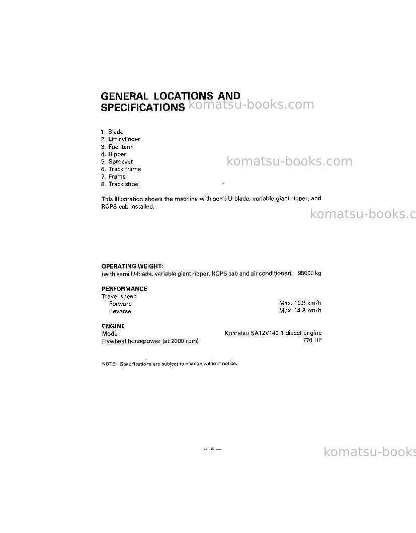 Komatsu d475a-2jpn Operation manual cover Page 5 Komatsu d475a-2jpn Operation manual cover Page 5