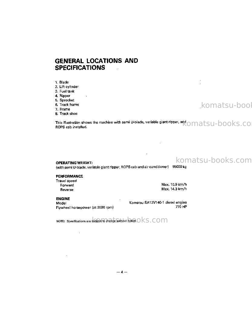 Komatsu d475a-2jpn Operation manual cover Page 5 Komatsu d475a-2jpn Operation manual cover Page 5