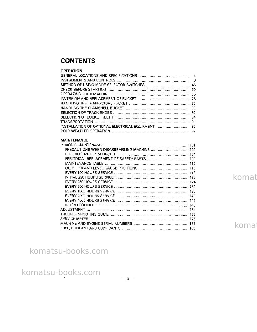 Komatsu pc300-5jpn Operation manual cover Page 5 Komatsu pc300-5jpn Operation manual cover Page 5