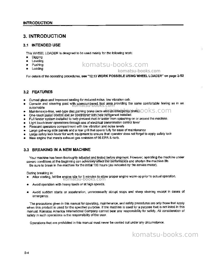 Komatsu wa250l-3jpn Operation manual cover Page 5 Komatsu wa250l-3jpn Operation manual cover Page 5