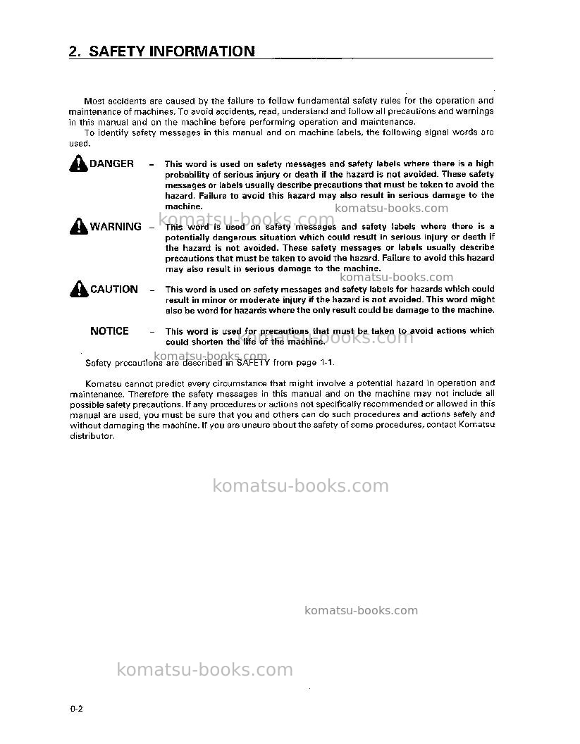 Komatsu pc200-6tha-b Operation manual cover Page 5 Komatsu pc200-6tha-b Operation manual cover Page 5