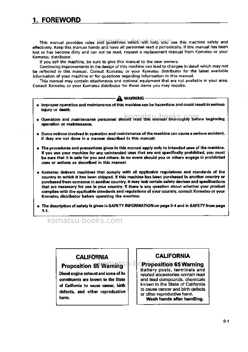 Komatsu wa300l-3jpn Operation manual cover Page 5 Komatsu wa300l-3jpn Operation manual cover Page 5