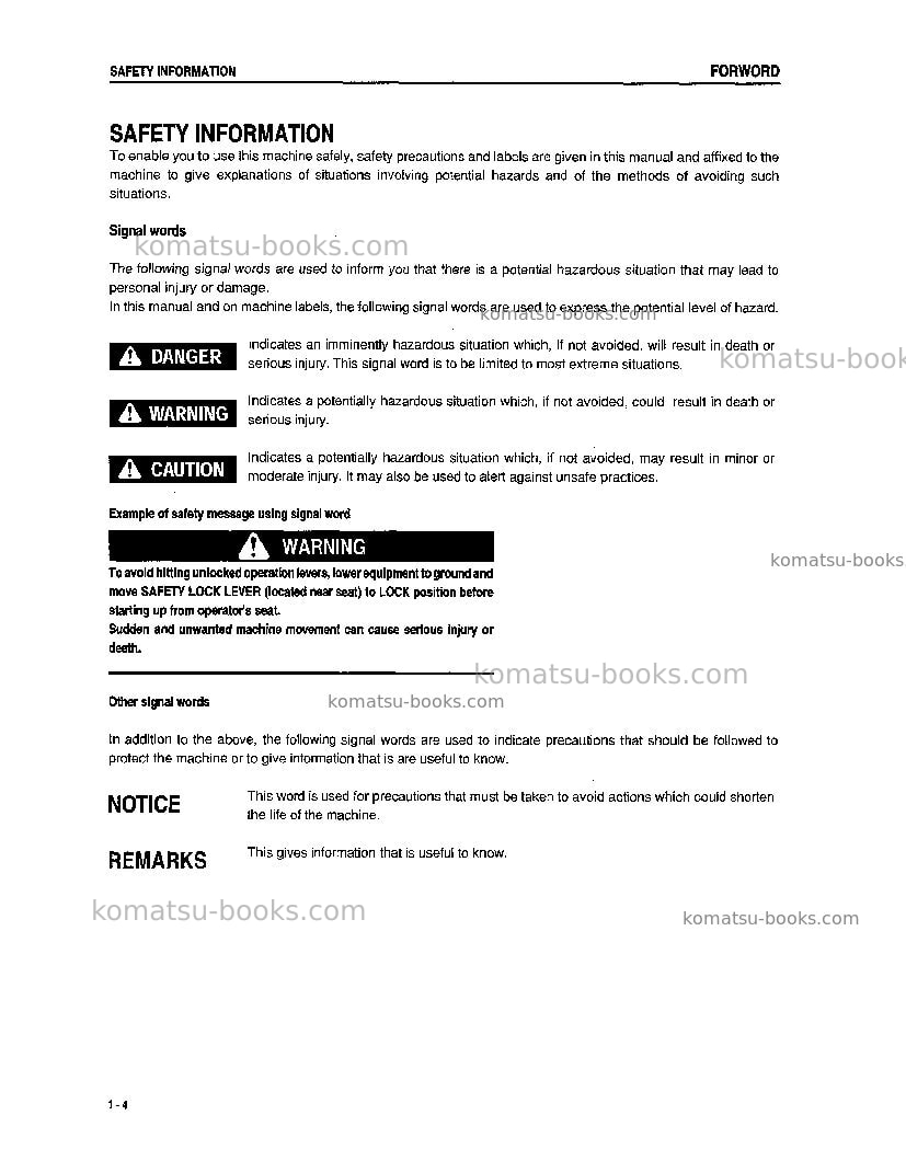 Komatsu d61ex-12jpn Operation manual cover Page 5