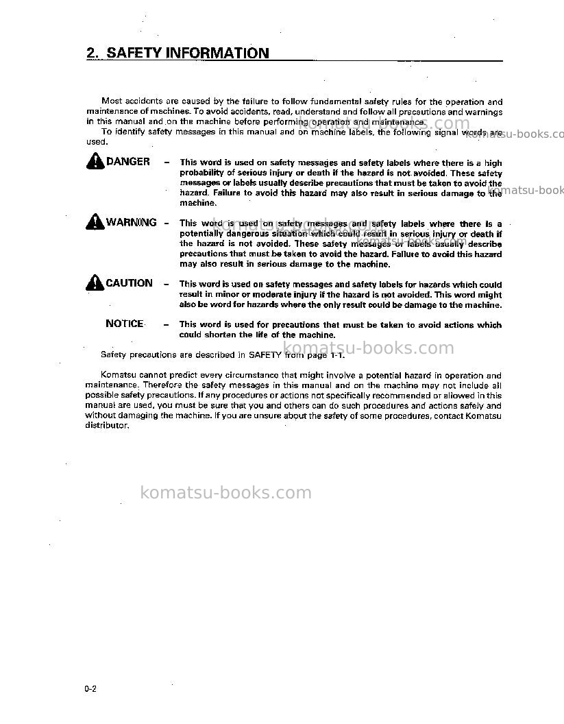 Komatsu pc128us-2jpn Operation manual cover Page 5 Komatsu pc128us-2jpn Operation manual cover Page 5