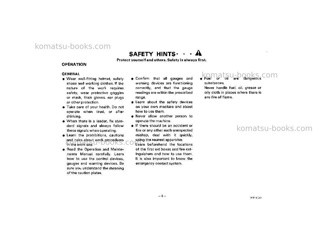 Komatsu wd600-1jpn Operation manual cover Page 5 Komatsu wd600-1jpn Operation manual cover Page 5