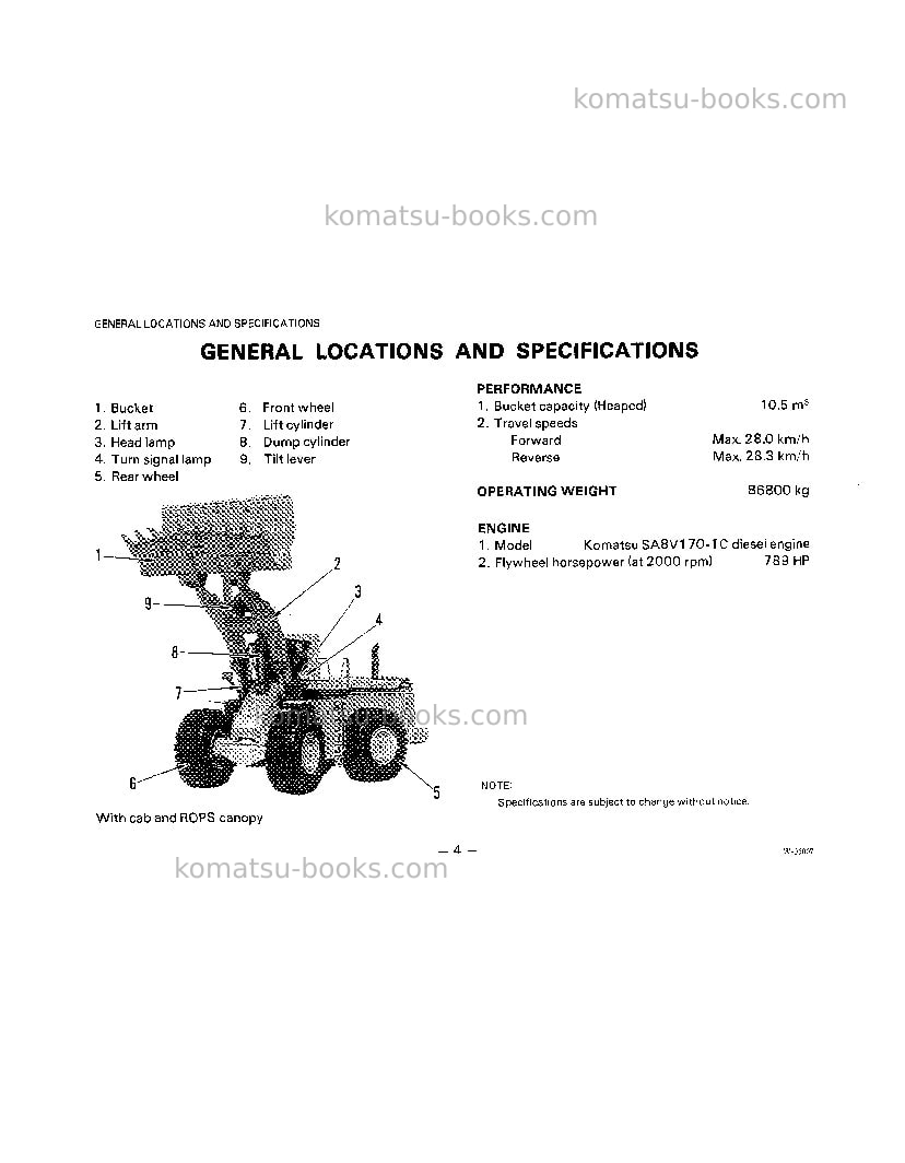 Komatsu wa800-1jpn Operation manual cover Page 5