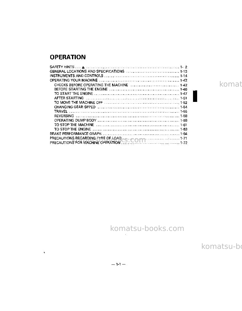 Komatsu hd465-5jpn Operation manual cover Page 5 Komatsu hd465-5jpn Operation manual cover Page 5