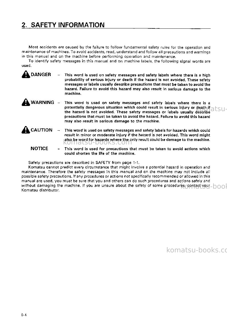 Komatsu d21a-7jpn Operation manual cover Page 5