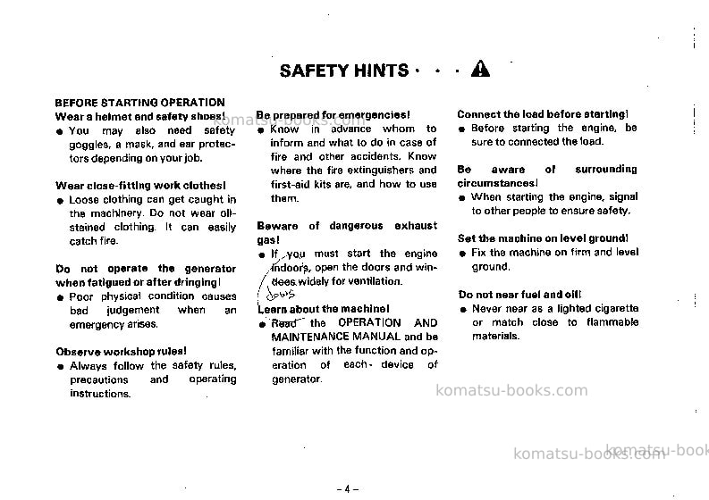 Komatsu eg150-5jpn Operation manual cover Page 5 Komatsu eg150-5jpn Operation manual cover Page 5