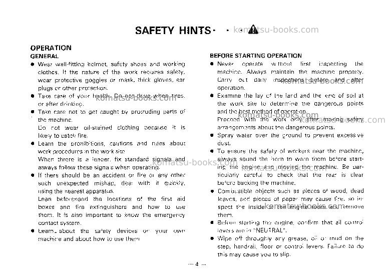 Komatsu jv40c-2jpn Operation manual cover Page 5 Komatsu jv40c-2jpn Operation manual cover Page 5