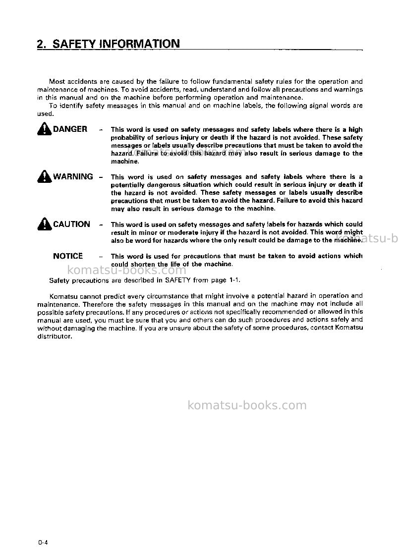 Komatsu pc210-6jpn Operation manual cover Page 5 Komatsu pc210-6jpn Operation manual cover Page 5