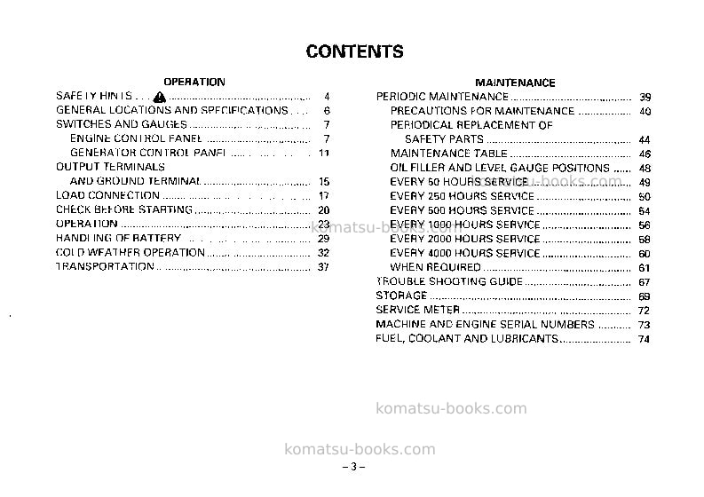 Komatsu pc240-5gbr-k Operation manual cover Page 5 Komatsu pc240-5gbr-k Operation manual cover Page 5