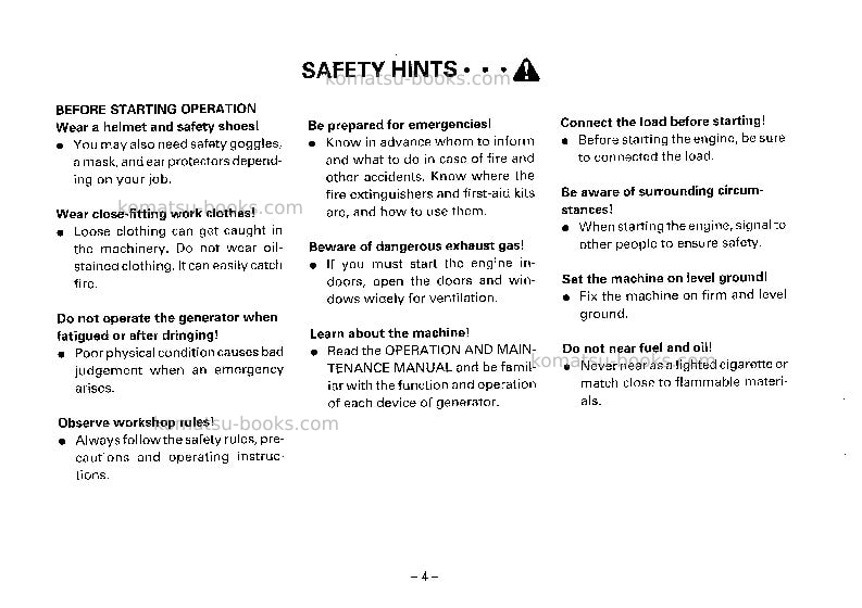 Komatsu eg300l-5jpn Operation manual cover Page 5 Komatsu eg300l-5jpn Operation manual cover Page 5