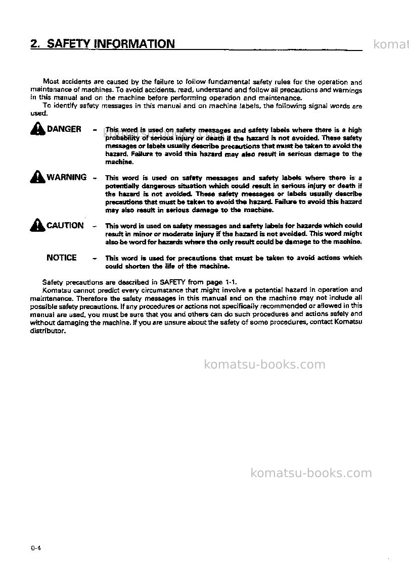 Komatsu pc50uu-2jpn Operation manual cover Page 5 Komatsu pc50uu-2jpn Operation manual cover Page 5