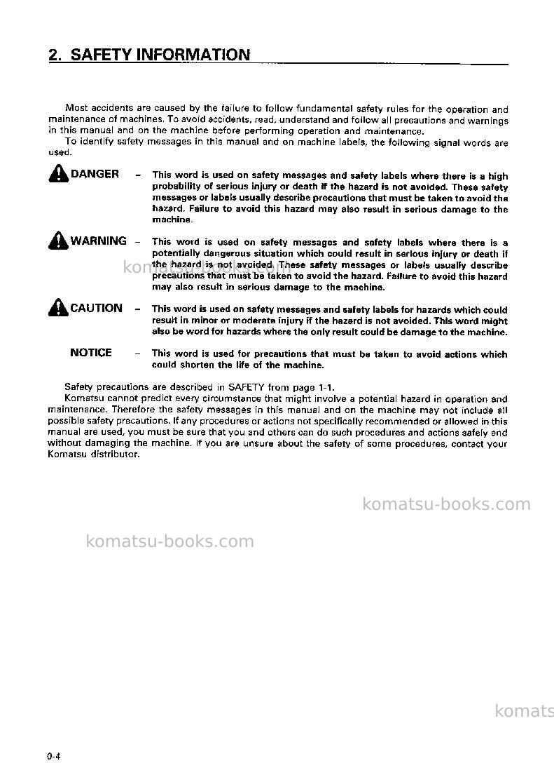 Komatsu d475a-2jpn Operation manual cover Page 5 Komatsu d475a-2jpn Operation manual cover Page 5