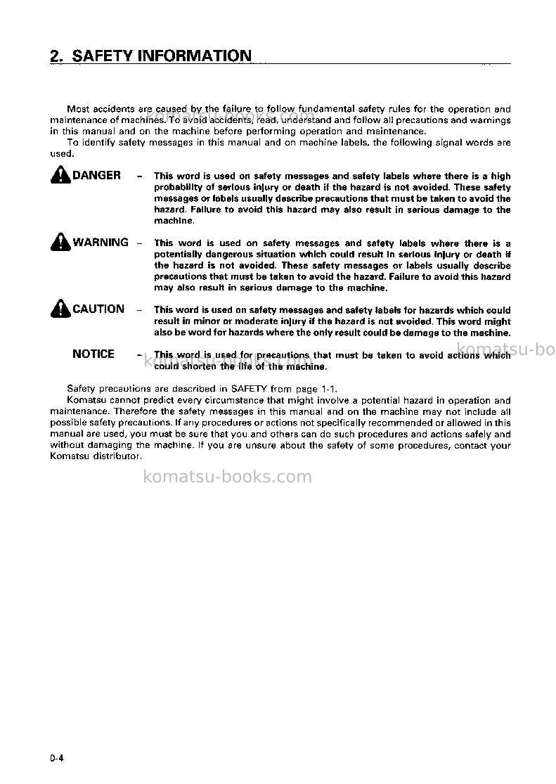 Komatsu d575a-2jpn-super dozer Operation manual cover Page 5 Komatsu d575a-2jpn-super dozer Operation manual cover Page 5