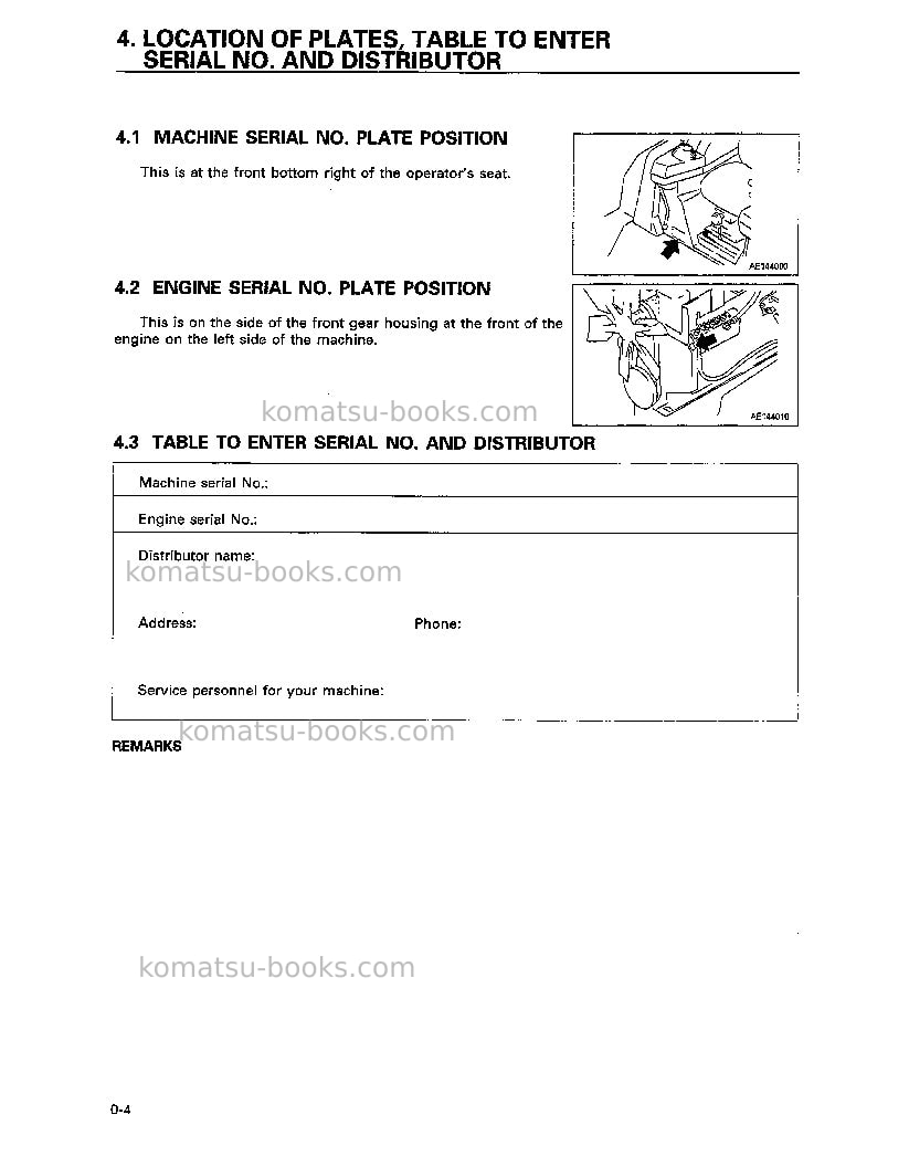 Komatsu d41e-6bra Operation manual cover Page 5 Komatsu d41e-6bra Operation manual cover Page 5