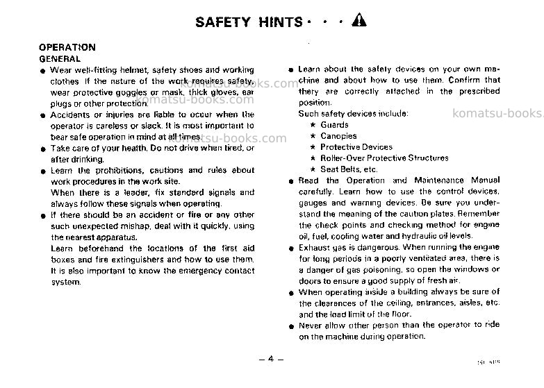 Komatsu d21s-6jpn-a Operation manual cover Page 5 Komatsu d21s-6jpn-a Operation manual cover Page 5
