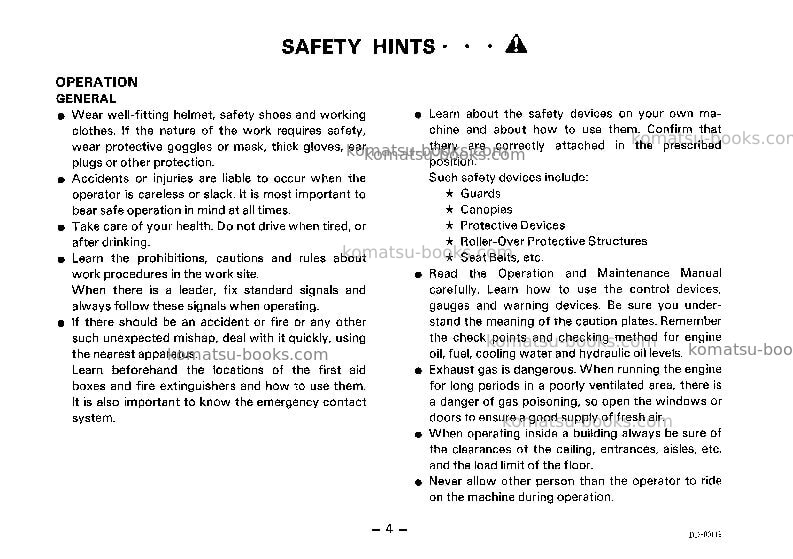 Komatsu d31q-18jpn Operation manual cover Page 5 Komatsu d31q-18jpn Operation manual cover Page 5