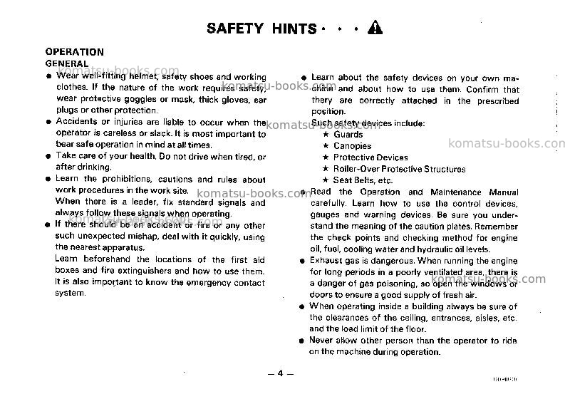 Komatsu d37e-2jpn Operation manual cover Page 5