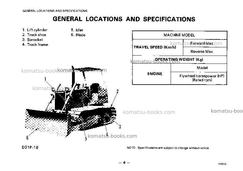 Komatsu d37e-2jpn Operation manual cover Page 5 Komatsu d37e-2jpn Operation manual cover Page 5